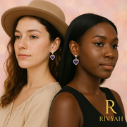 Rivyah Violet Heart Drop Earrings